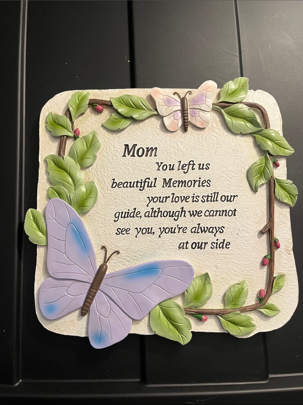 Source Unknown Lilac and Green Butterfly Memorial Plaque